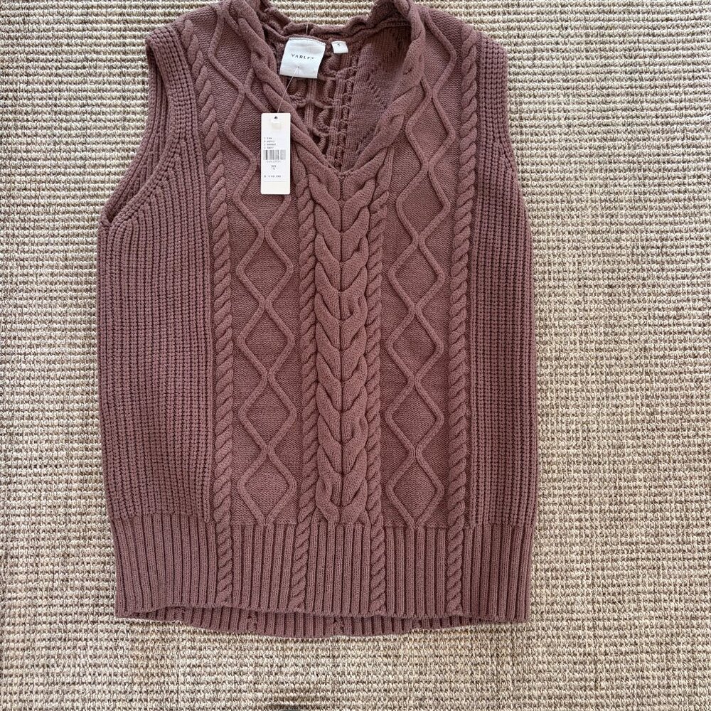 Varley Kay V-Neck Cable Sweater Vest size Small